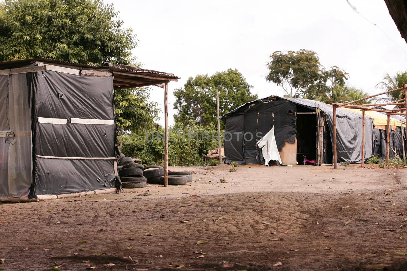 eunapolis, bahia, brazil - january 11, 2011: shack made of canvas to house members of the Movimento Sem Terra - MST - in the city of Eunapolis.