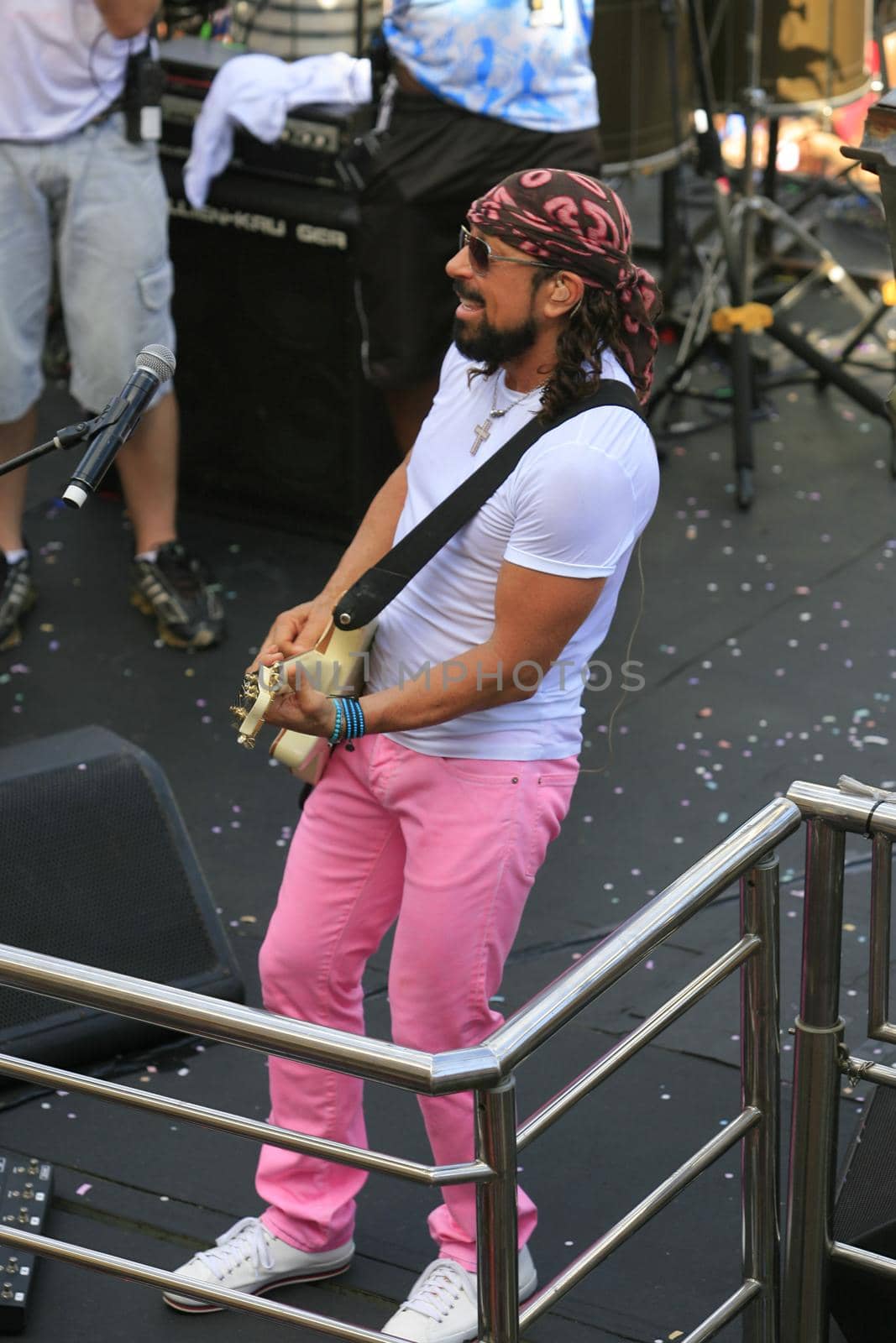 salvador, bahia, brazil - março 4, 2014: Singer Bell Marques performing in an electric trio during Carnival in the city of Salvador.