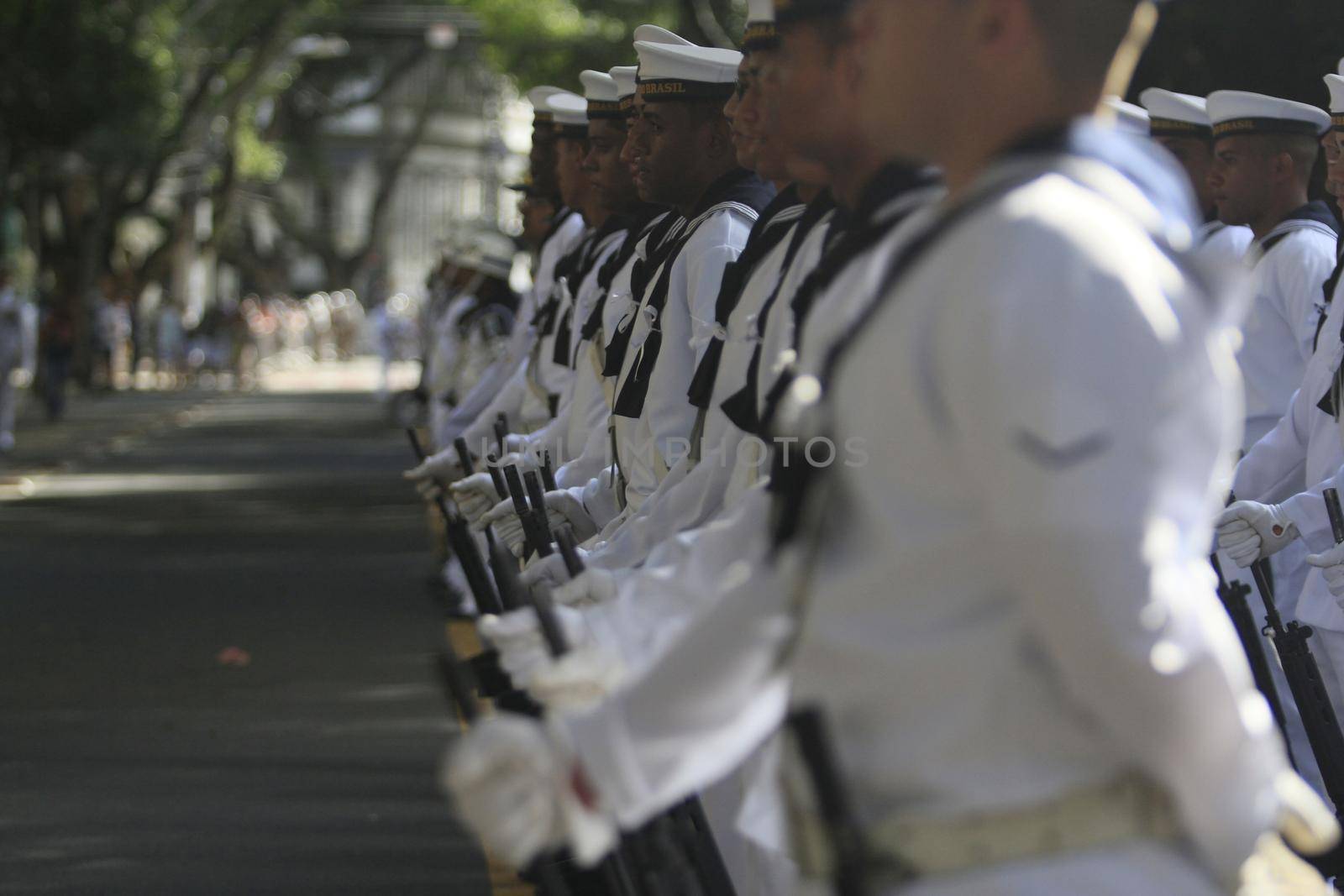 salvador, bahia, brazil - september 7, 2014: Military members of the Brazilian Navy during a civic-military parade in celebration of the independence of Brazil in the city of Salvador.