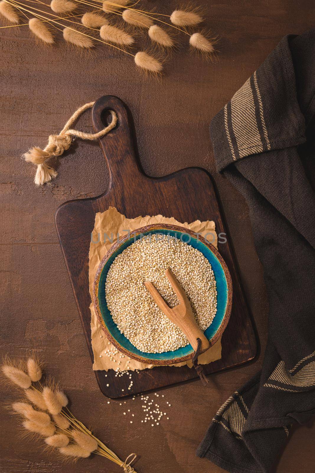 Quinoa on rustic countertop by homydesign