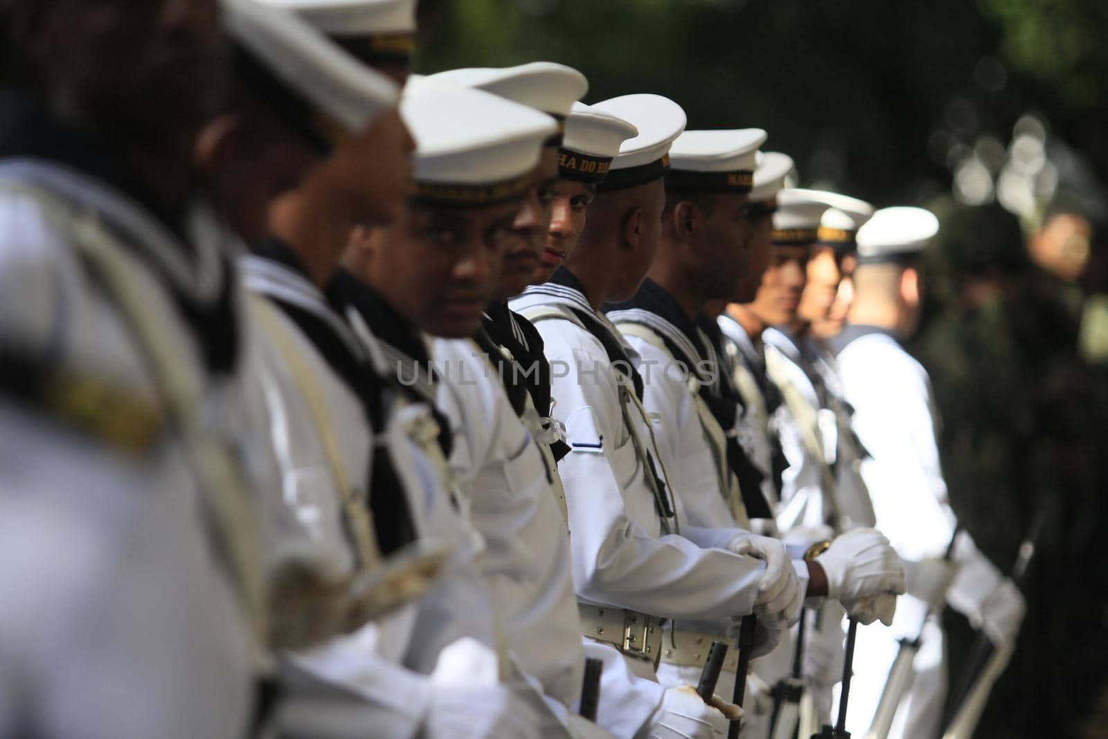 salvador, bahia, brazil - september 7, 2014: Military members of the Brazilian Navy during a civic-military parade in celebration of the independence of Brazil in the city of Salvador.