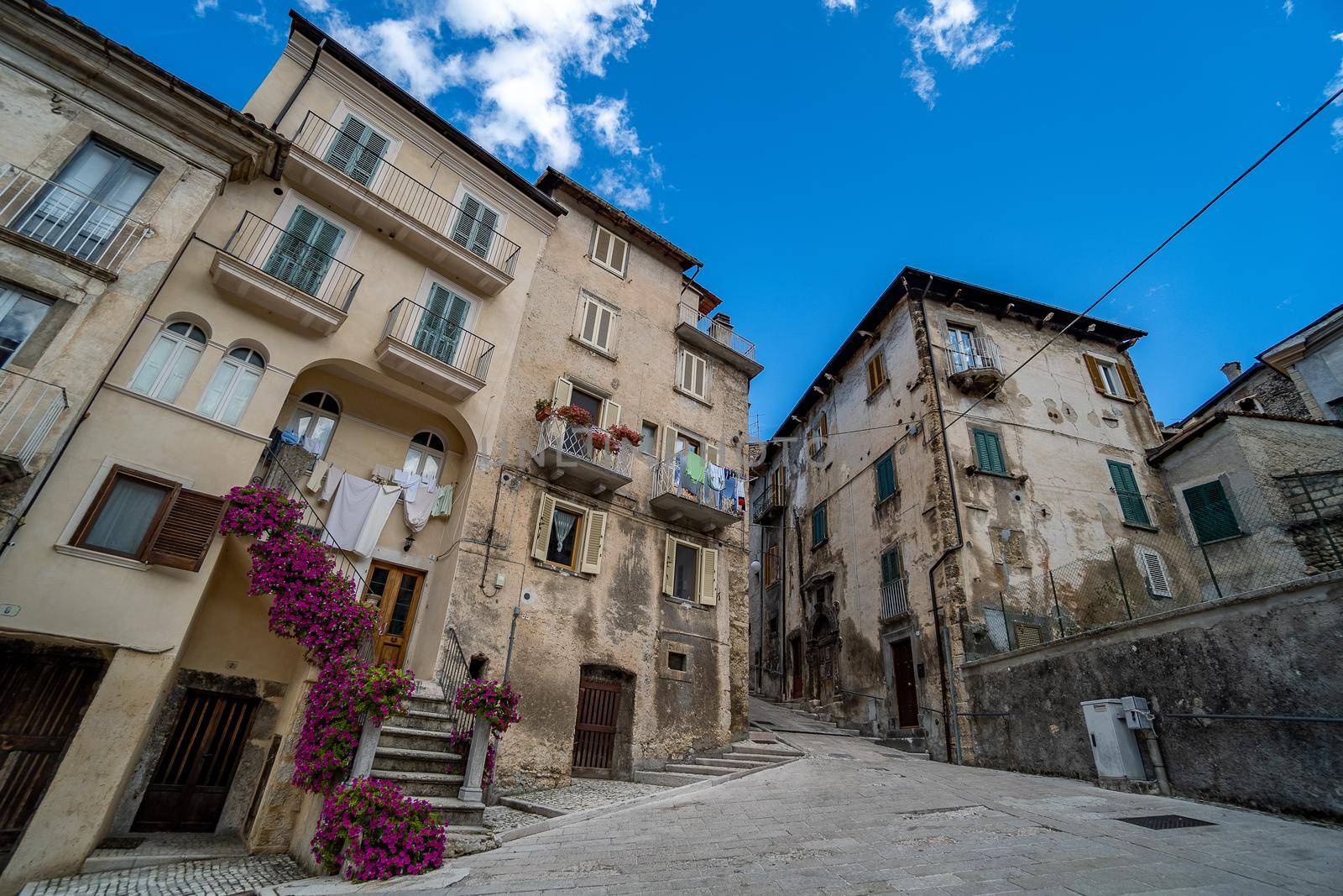 Walk in old streets of Scanno town in Italy by javax