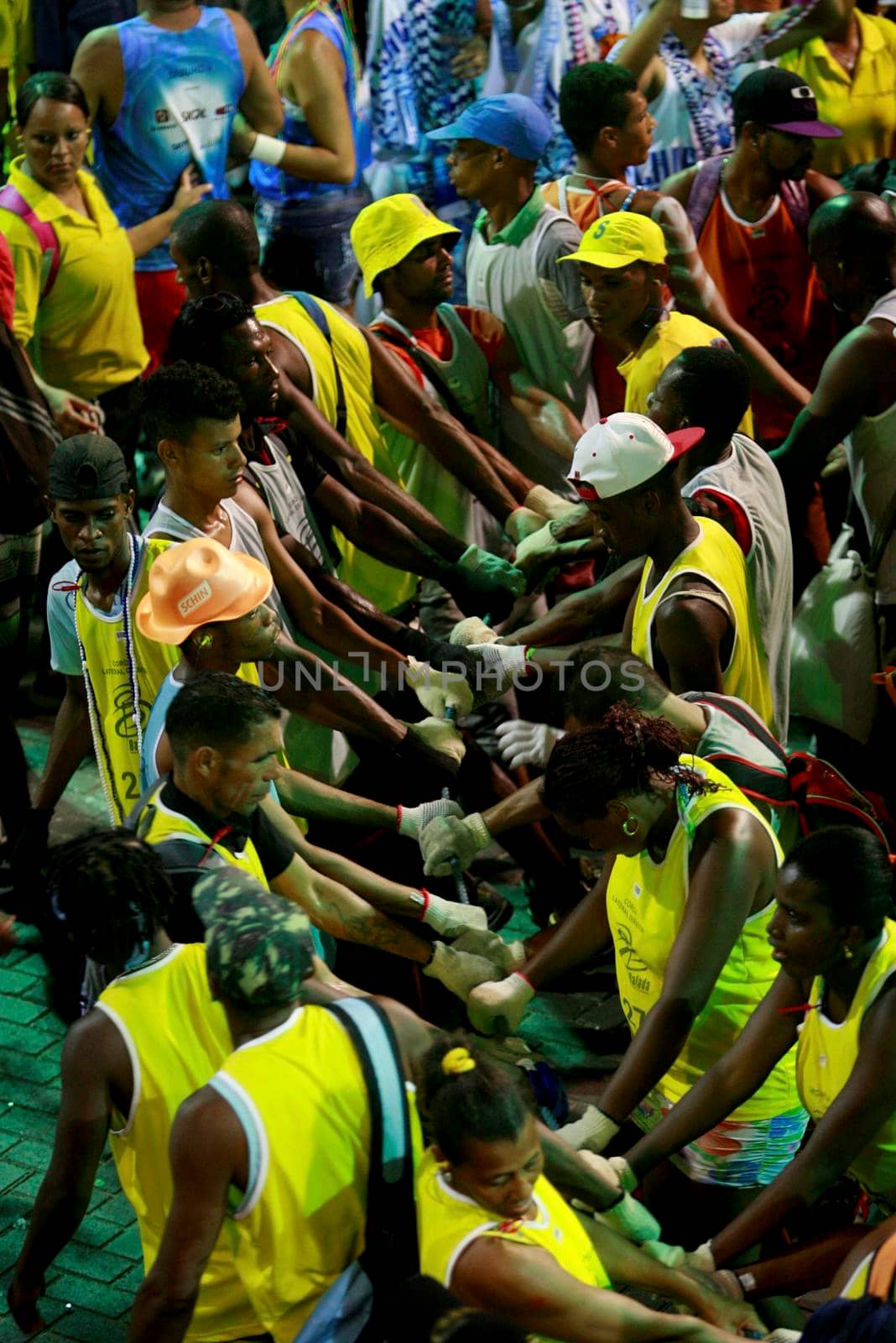 salvador, bahia / brazil - february 16, 2015: lambs - the carnival block security are seen working in the Barra district during the carnival in the city of Salvador.



