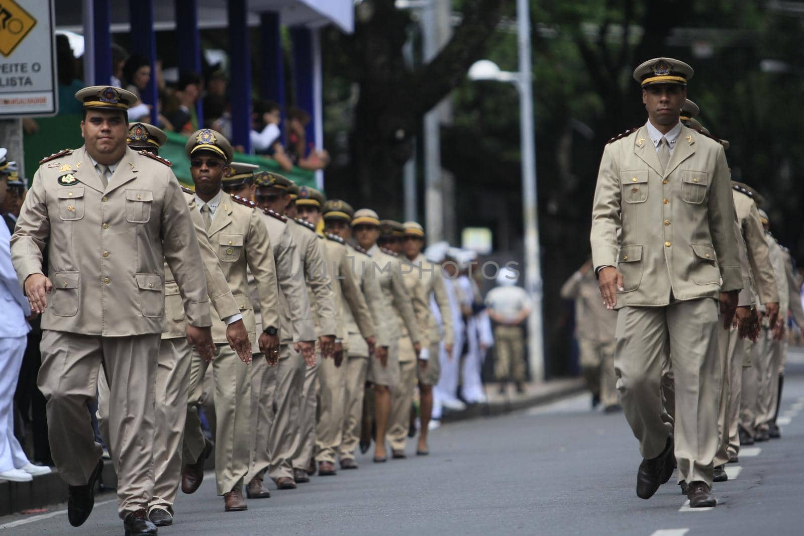 salvador, bahia, brazil - september 7, 2014: members of the Bahia Military Police during a civic-military parade to commemorate Brazil's independence in the city of Salvador.