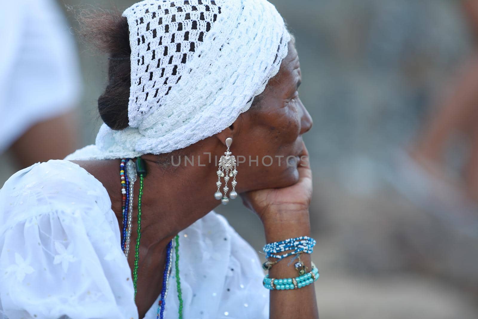 salvador, bahia, brazil - february 2, 2015: Candomble devotees and supporters of the African matriaz religion pay tribute to the orixa Yemanja in the city of Salvador.