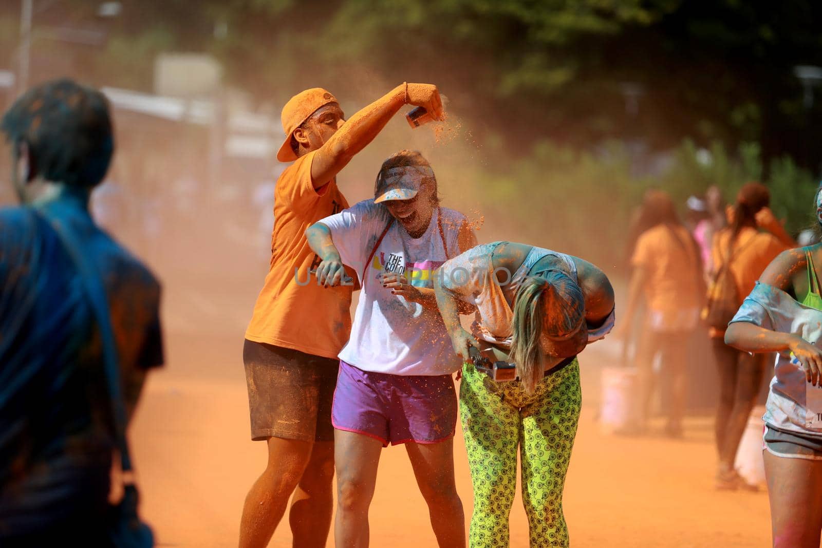 salvador, bahia / brazil - March 22, 2015: People are spotted during The Color Run street race at the Torroro Dike in Salvador.