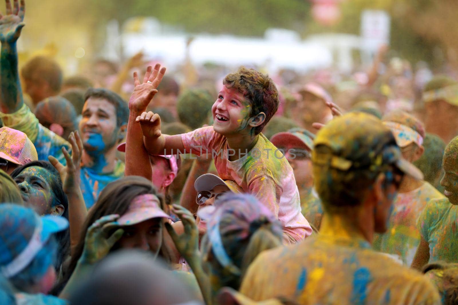 salvador, bahia / brazil - March 22, 2015: People are spotted during The Color Run street race at the Torroro Dike in Salvador.