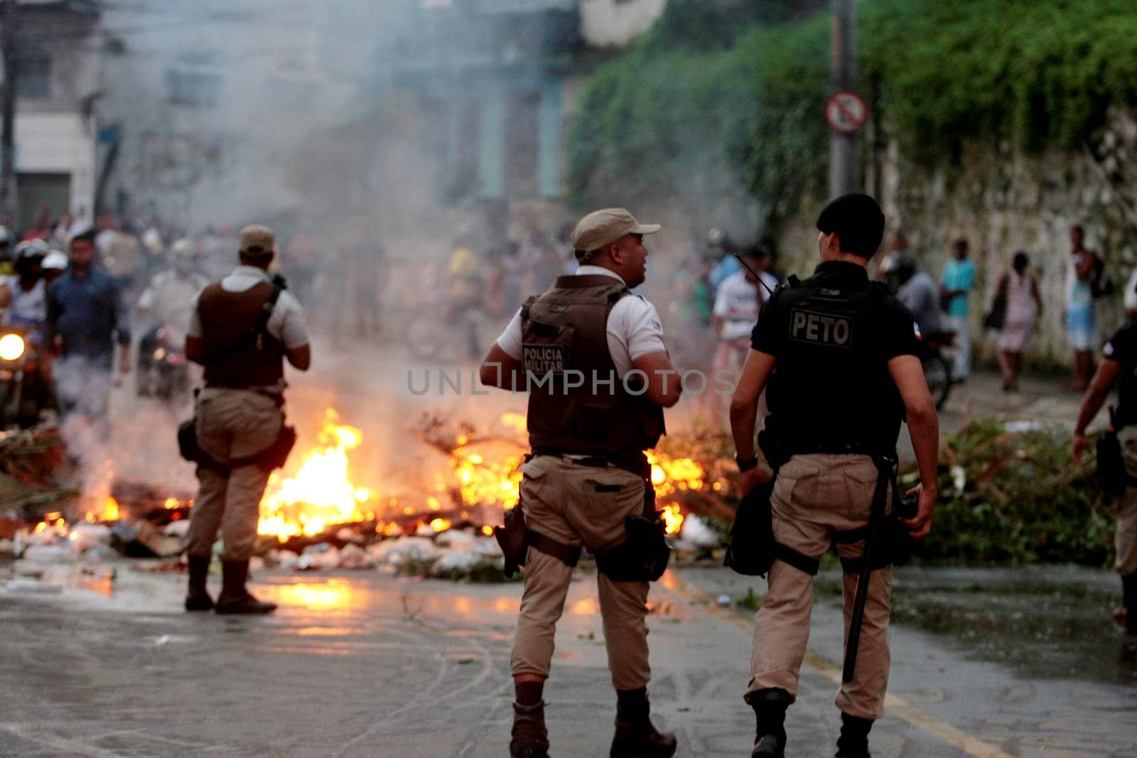 salvador, bahia / brazil  - may 11, 2015: Residents of Salvador's Vila Sabino community protest against flooding of property due to clogged sewage channel.

