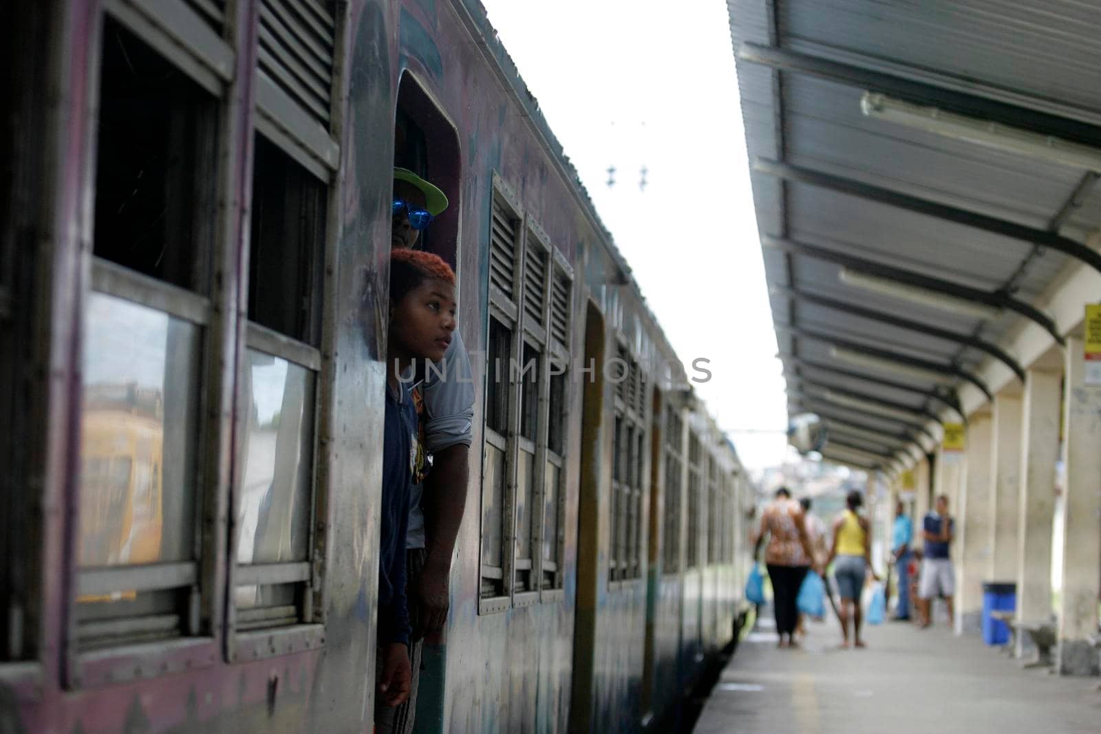 salvador, bahia, brazil - april 3, 2015: people using suburban train in the city of Salvador.