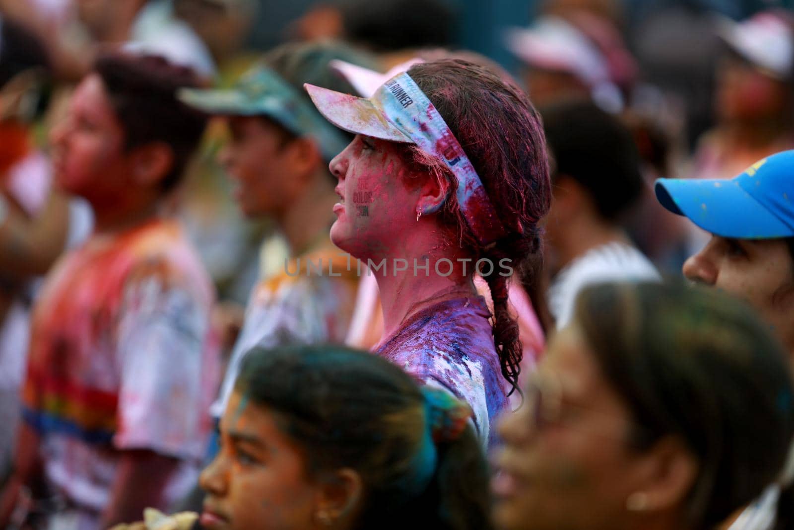 salvador, bahia / brazil - March 22, 2015: People are spotted during The Color Run street race at the Torroro Dike in Salvador.