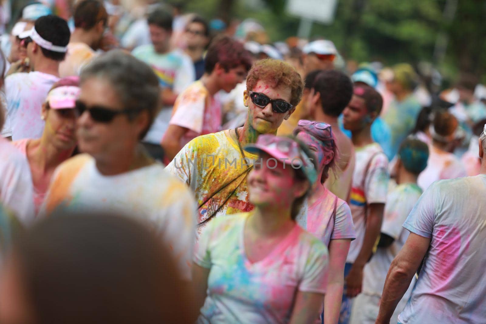 salvador, bahia, brazil - march 22, 2015: participant of the street race The Color Run at Dique de Torroro in the city of Salvador.