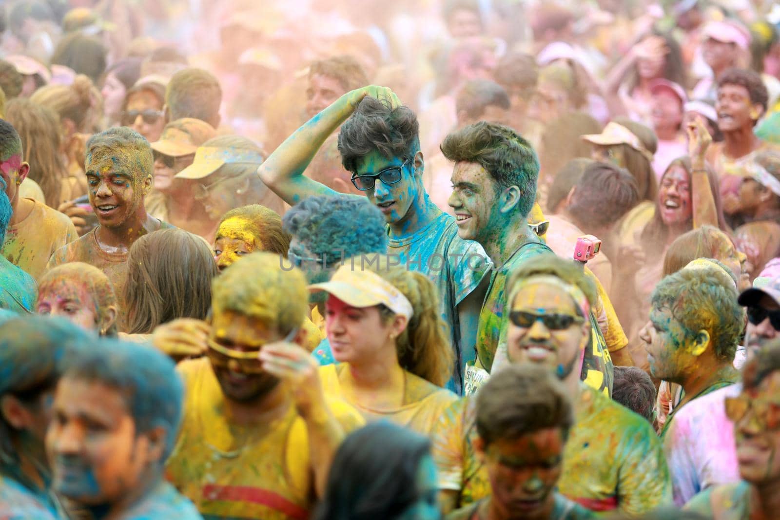 salvador, bahia / brazil - March 22, 2015: People are spotted during The Color Run street race at the Torroro Dike in Salvador.