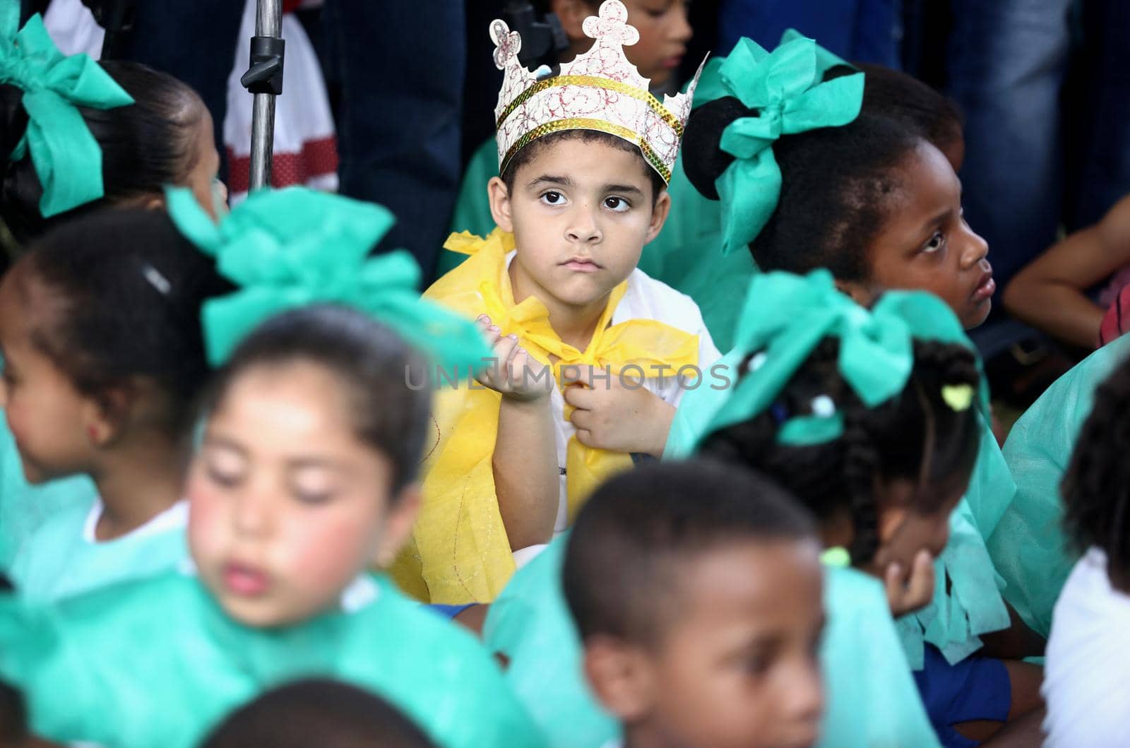 salvador, bahia, brazil - september10, 2015: Children from a public day care center are seen in a classroom in the city of Salvador.