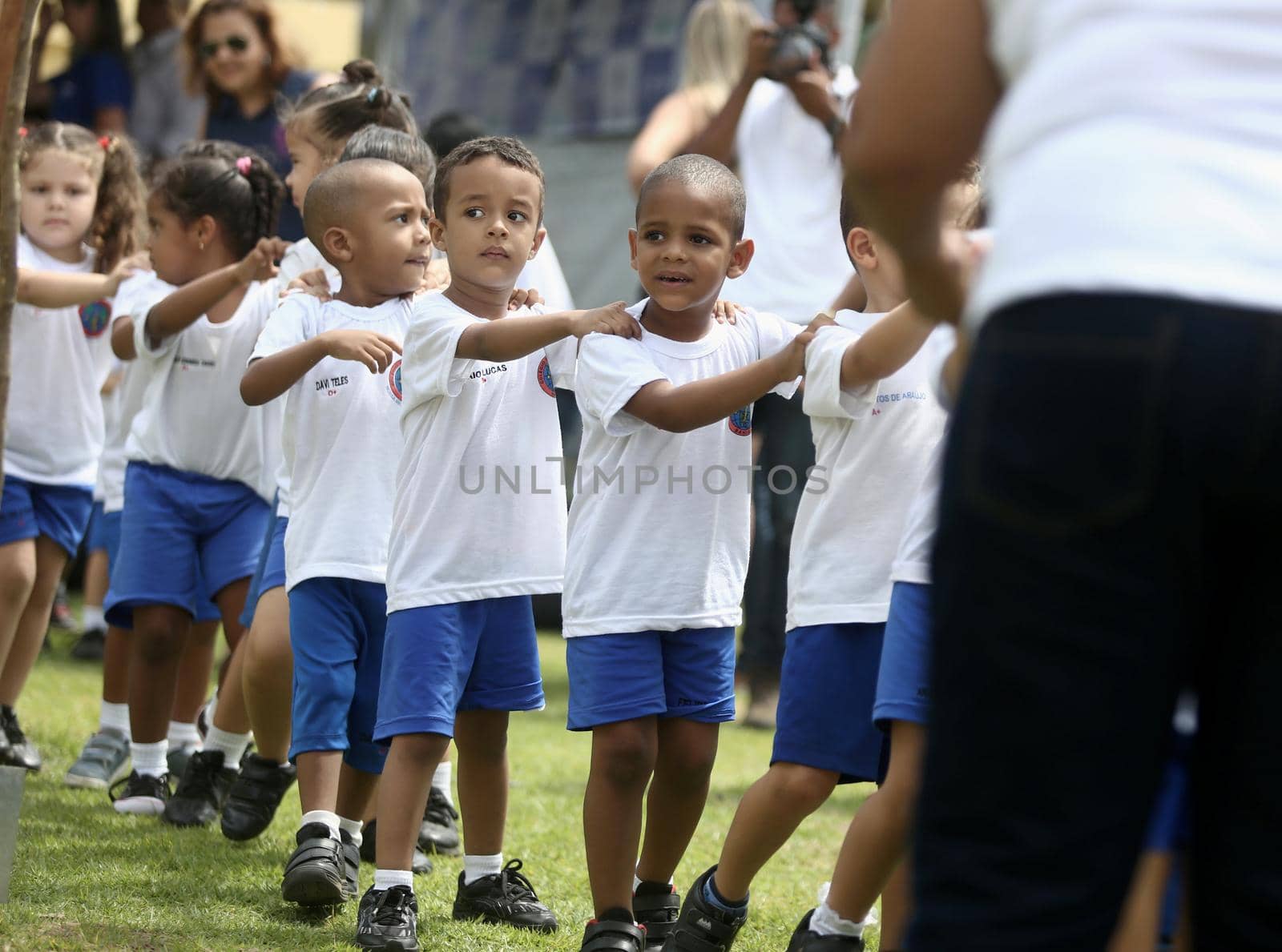salvador, bahia, brazil - september10, 2015: Children from a public day care center are seen in a classroom in the city of Salvador.