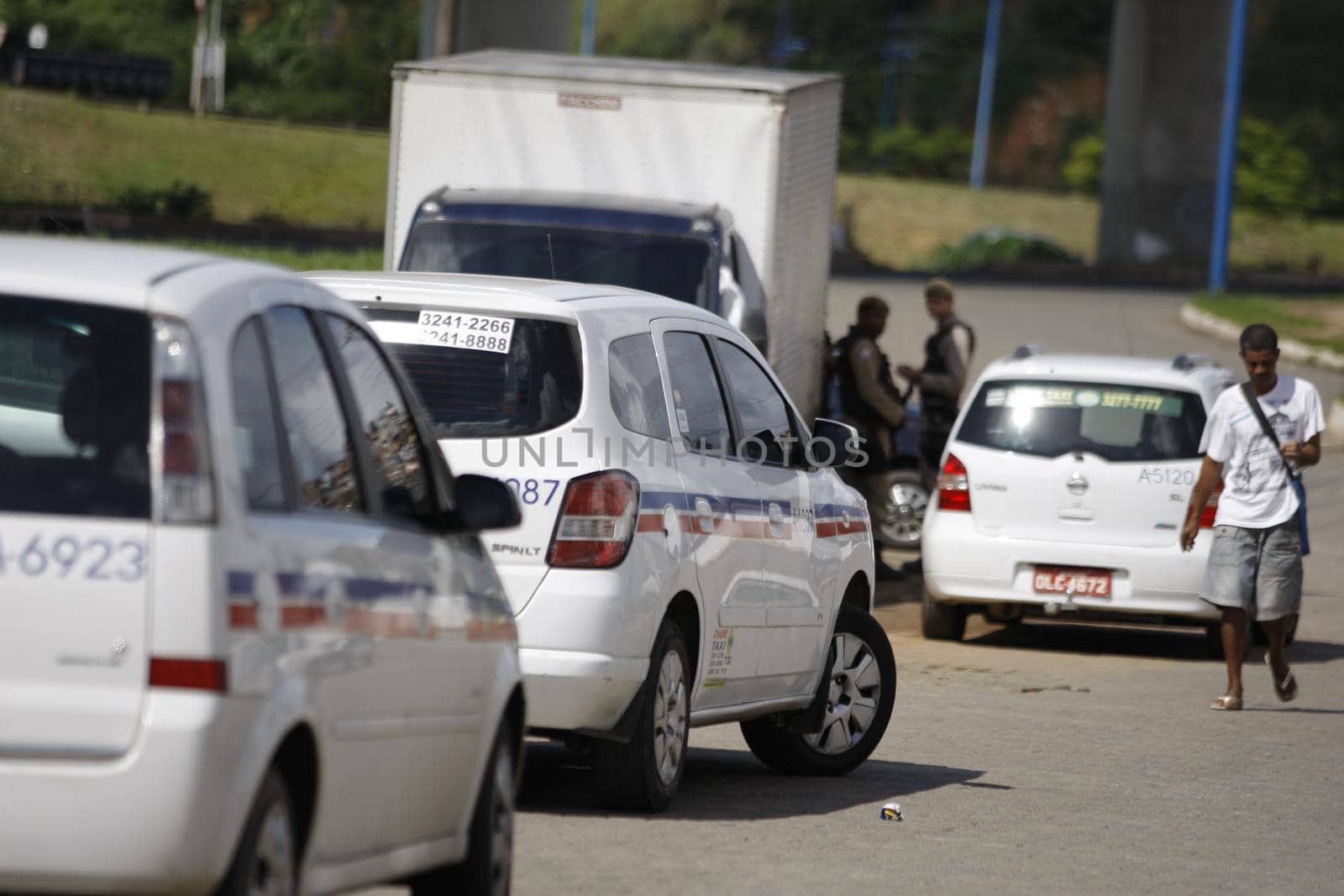 salvador, bahia, brazil - july 6, 2015: taxi queue waiting for passenger in Salvador city.