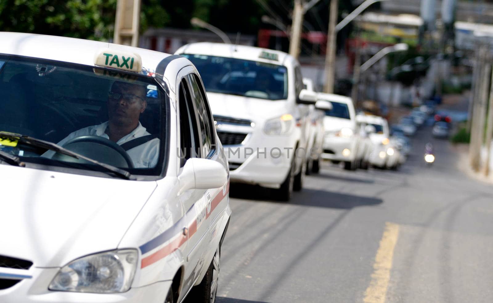salvador, bahia / brazil - july 6, 2015: Taxi queue near the bus station of Salvador city.