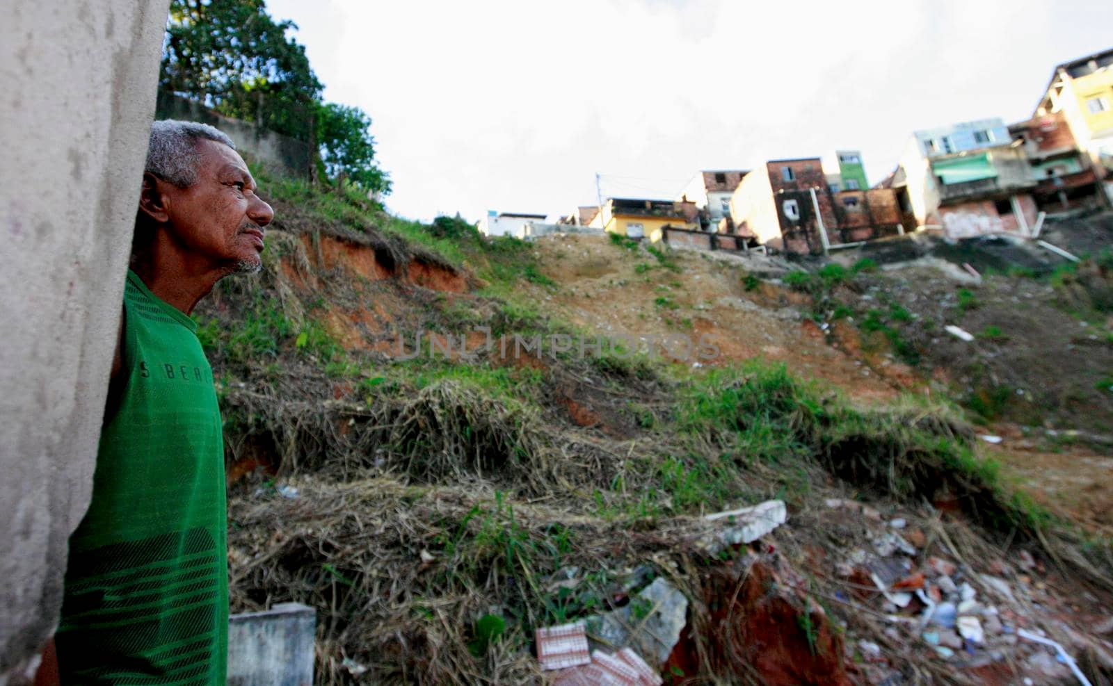 salvador, bahia / brazil - september 15, 2015: View of the slope on the hill of the community of Barro Branco in the city of Salvador. At the site 11 people died in a landslide.