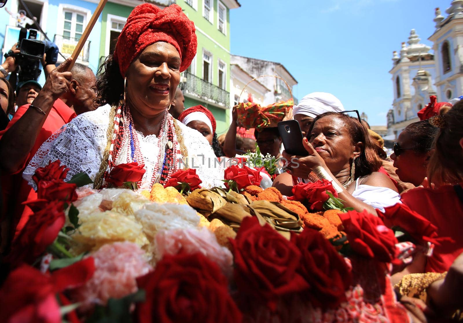 salvador, bahia / brazil - february 4, 2015: Catholics and Candomble supporters revere Santa Barbara - Iansa in syncretism - The party takes place at Largo do Pelourinho in Salvador.
