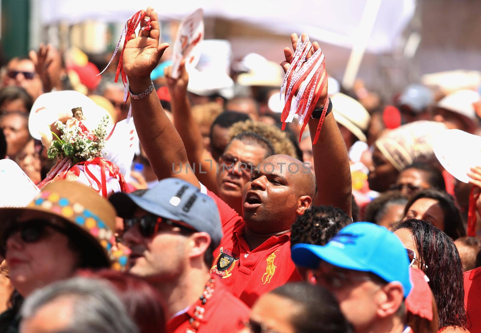 salvador, bahia / brazil - february 4, 2015: Catholics and Candomble supporters revere Santa Barbara - Iansa in syncretism - The party takes place at Largo do Pelourinho in Salvador.
