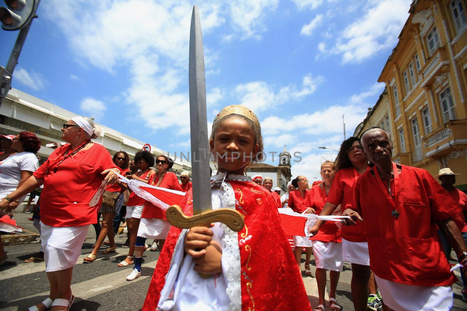 salvador, bahia / brazil - february 4, 2015: Catholics and Candomble supporters revere Santa Barbara - Iansa in syncretism - The party takes place at Largo do Pelourinho in Salvador.
