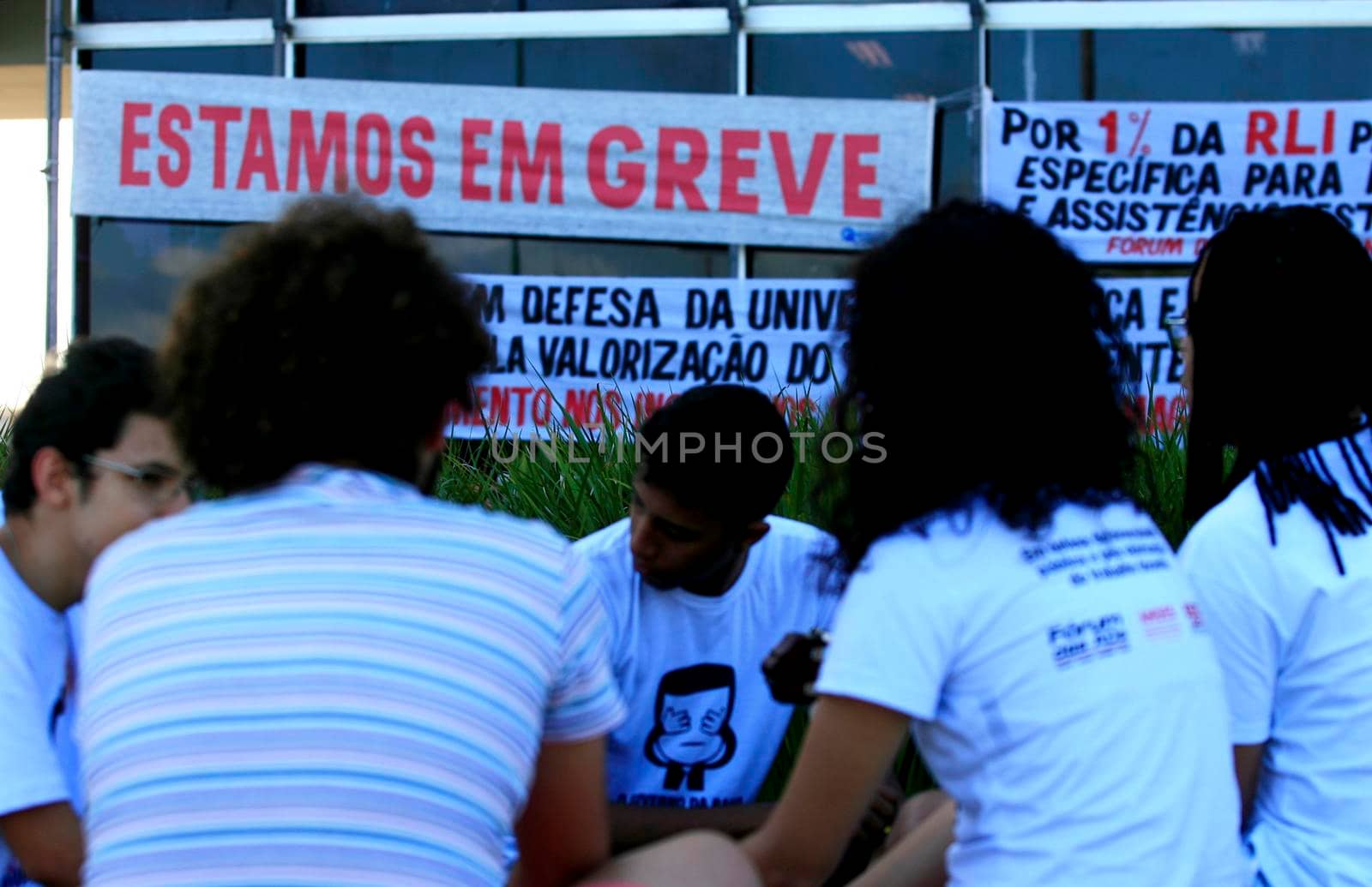 salvador, bahia / brazil - july 15, 2015: Students and teachers on strike at four state universities of Bahia occupy the headquarters of the Secretariat of Education at the Bahia Administrative Center in Salvador.