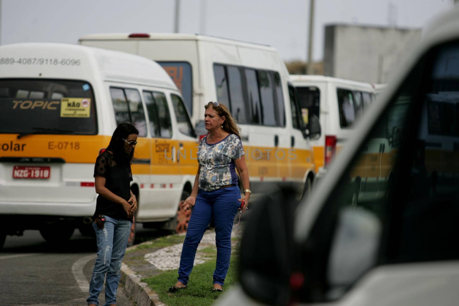 salvador, bahia / brazil - july17, 2015: Drivers who make school transportation protest at the Bahia Administrative Center in Salvador.


