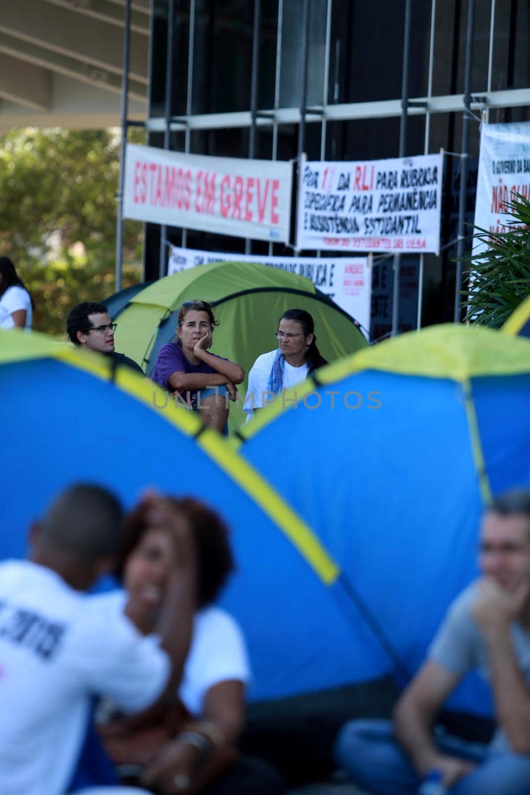 salvador, bahia / brazil - july 15, 2015: Students and teachers on strike at four state universities of Bahia occupy the headquarters of the Secretariat of Education at the Bahia Administrative Center in Salvador.