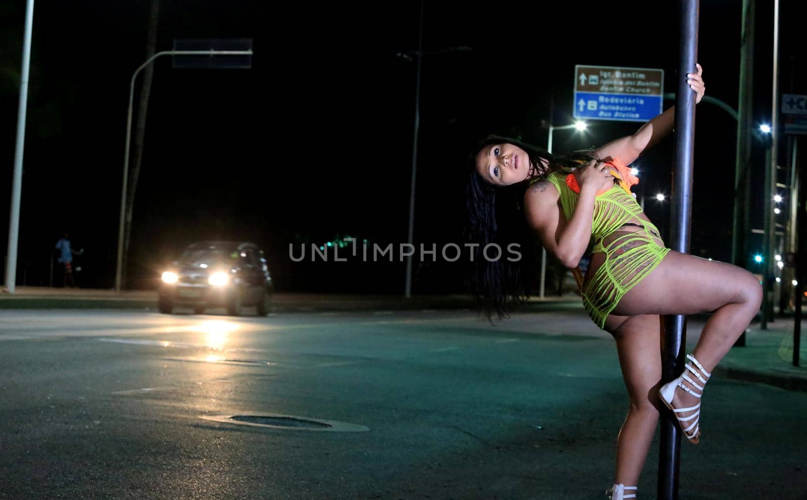salvador, bahia / brazil - october 5, 2015: a transvestite who acts as a prostitute is seen on the street in the Itapua neighborhood in the city of Salvador.
