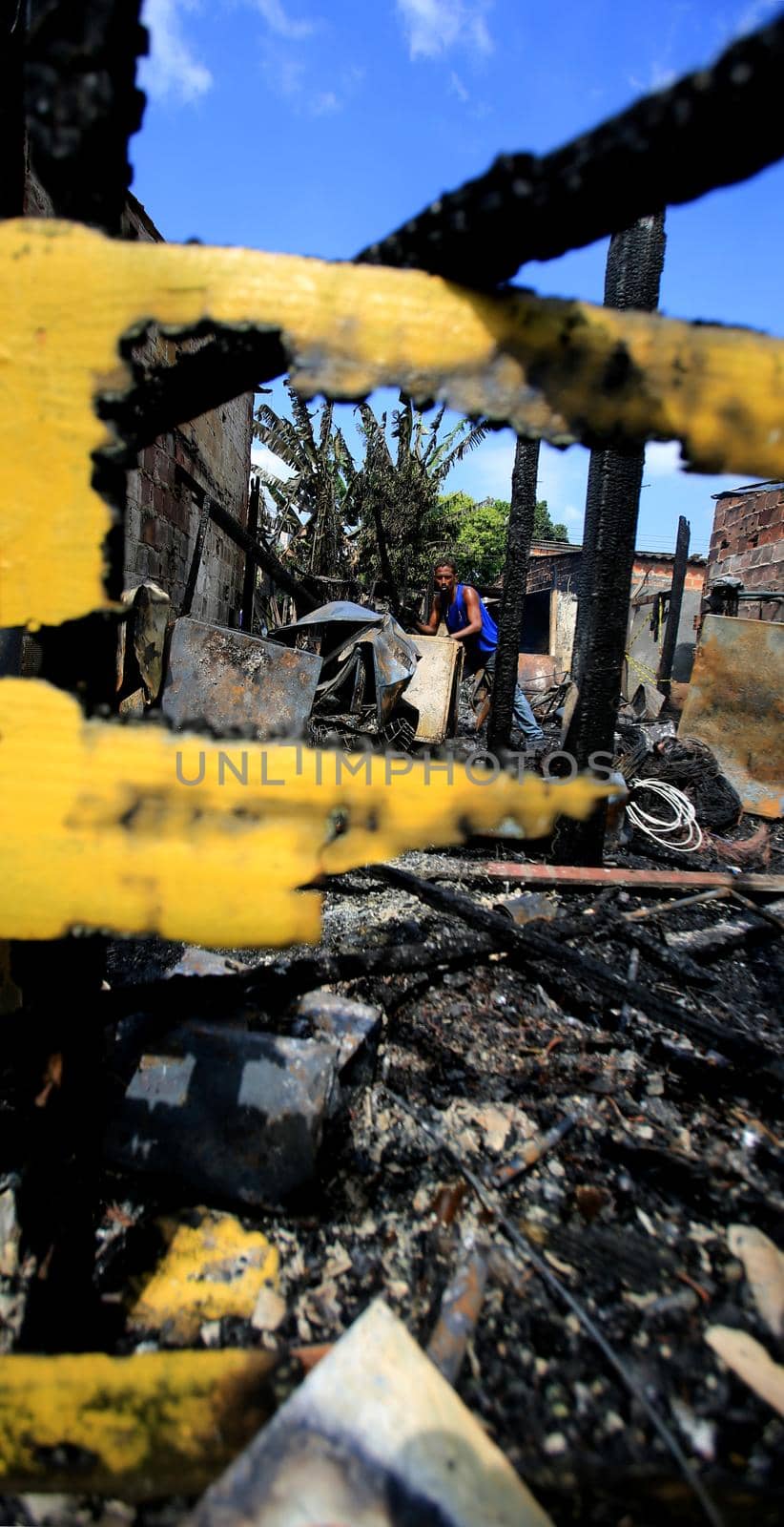 salvador, bahia / brazil - october 22, 2015: View of houses burned down by drug traffickers in the town known as Cidade de Plástico in the Periperi neighborhood of Salvador.