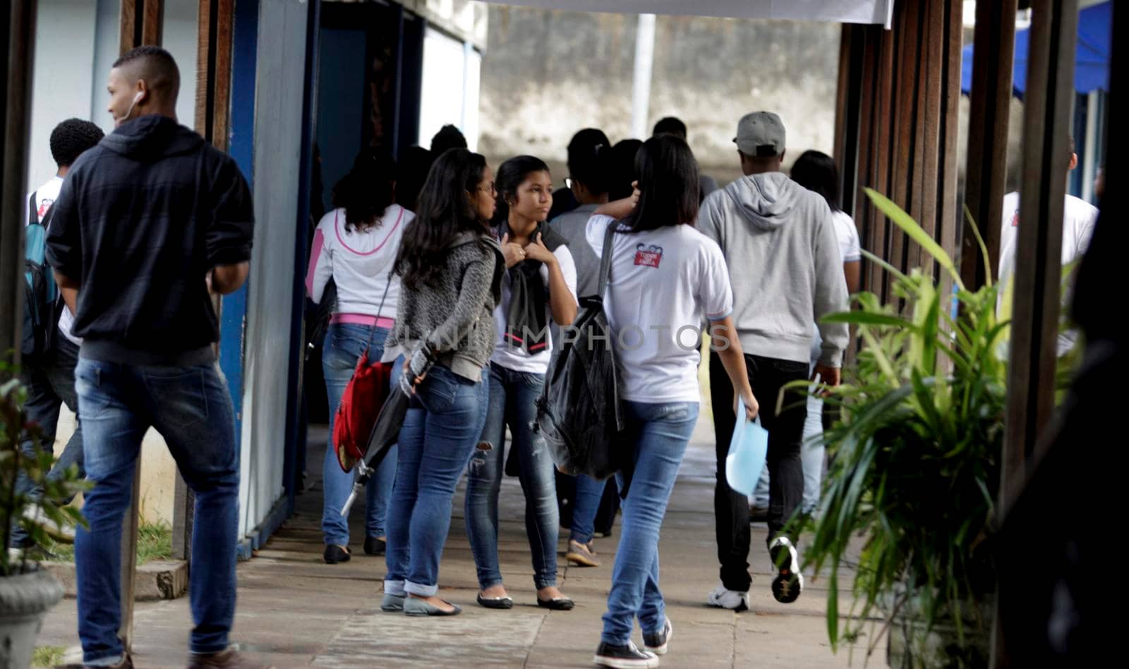 salvador, bahia / brazil - october 18, 2015: Public school students are seen at Romulo Almeida School, in the Imbui neighborhood of Salvador city.