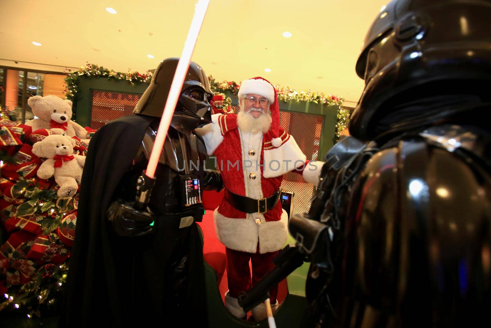 salvador, bahia, brazil - december 15, 2015: Star Wars fans celebrate their characters' fantasies during the release of episode VII - The Force Awakens in Salvador.
