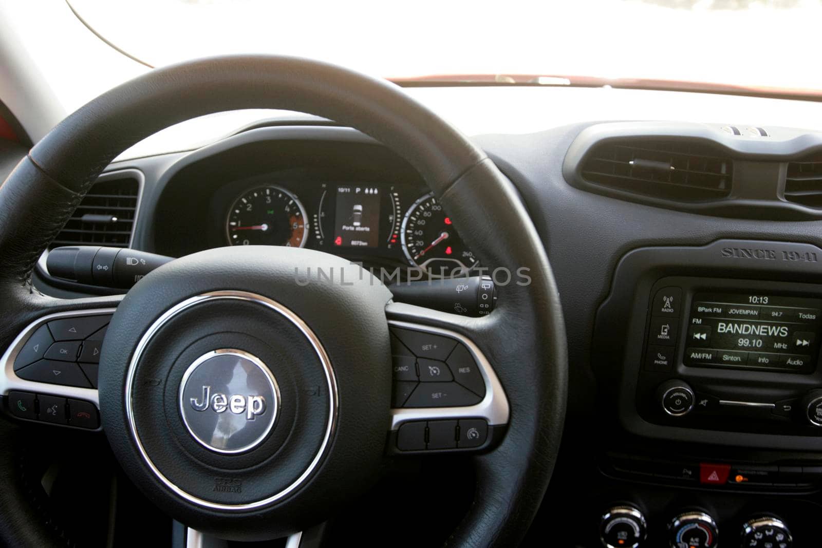 salvador, bahia / brazil - november 10, 2015: internal view of the controls of the Jeep Renegade Sport Diesel in the city of Salvador.
