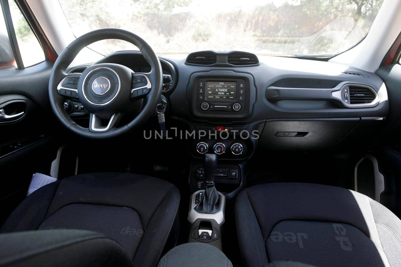salvador, bahia / brazil - november 10, 2015: internal view of the controls of the Jeep Renegade Sport Diesel in the city of Salvador.
