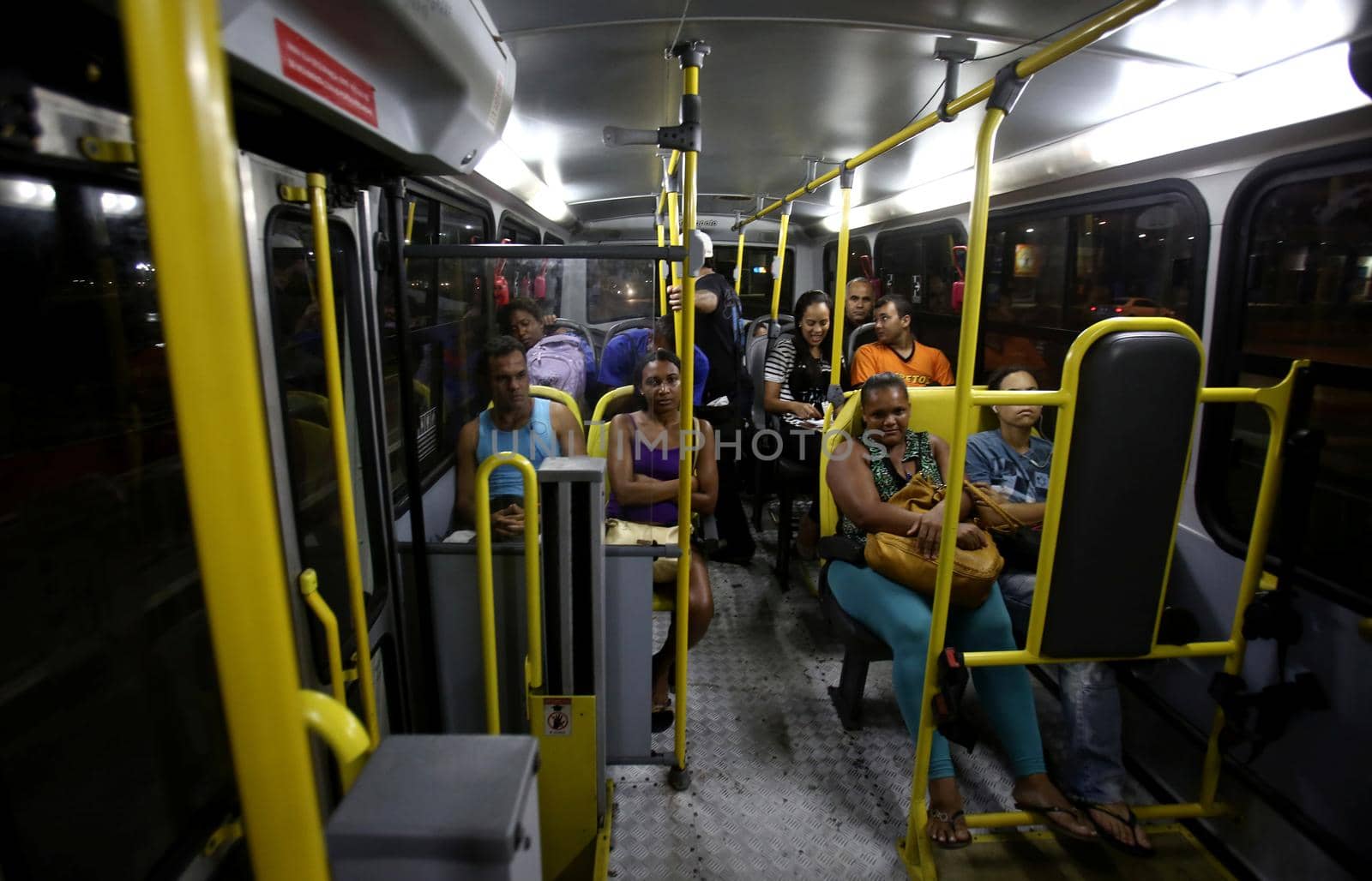 salvador, bahia / brazil - september 5, 2015: People are seen inside public transport bus at Salvador's Lapa Station.