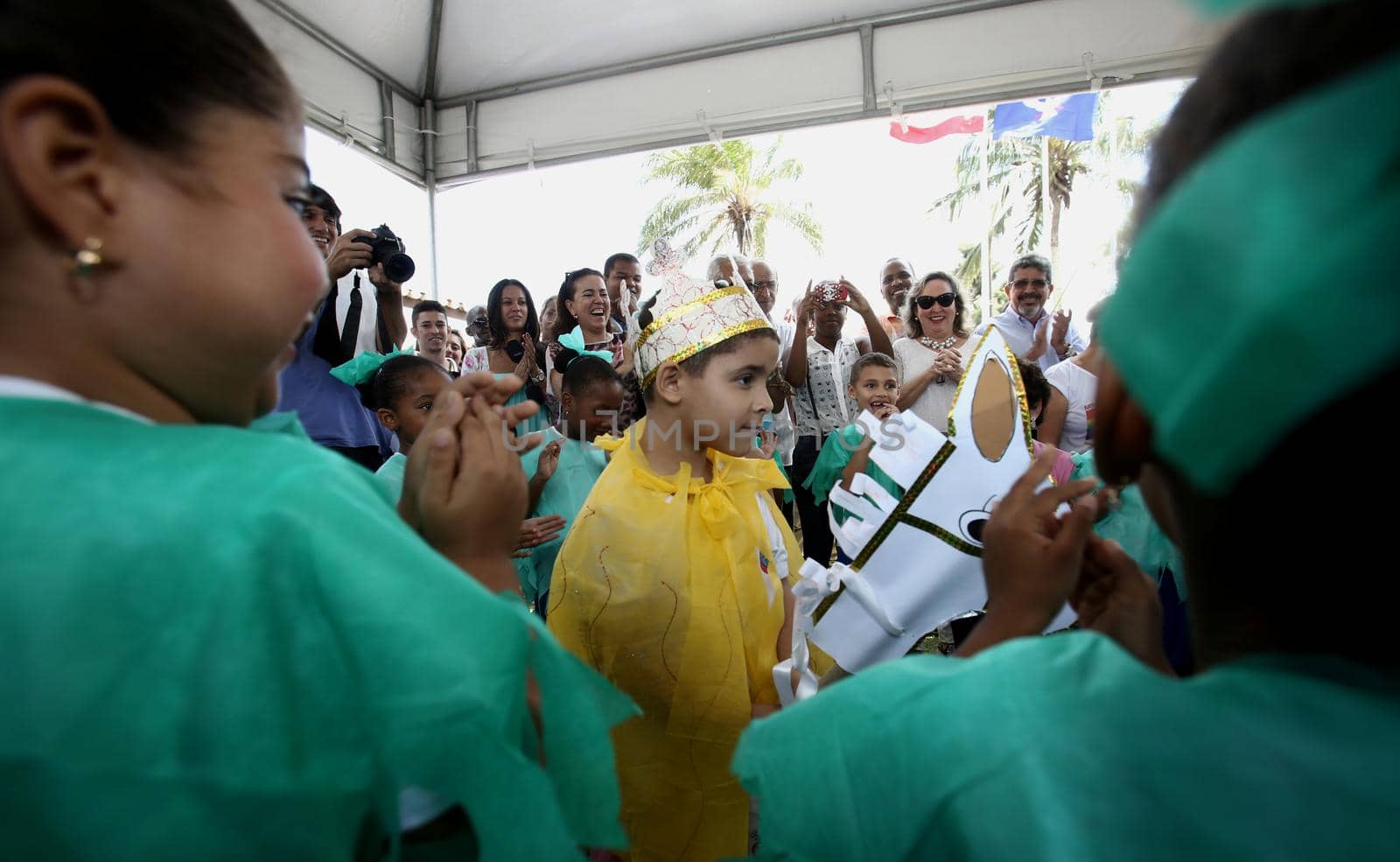 salvador, bahia, brazil - september10, 2015: Children from a public day care center are seen in a classroom in the city of Salvador.
