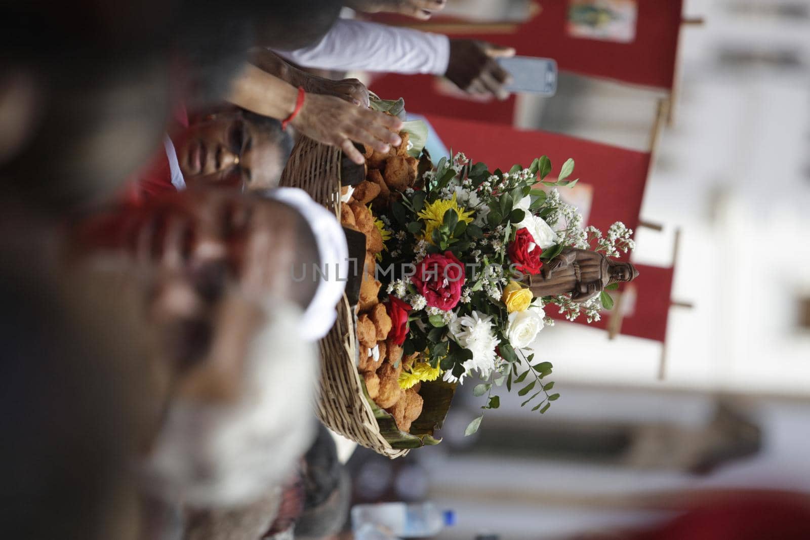 salvador, bahia / brazil - february 4, 2015: Catholics and Candomble supporters revere Santa Barbara - Iansa in syncretism - The party takes place at Largo do Pelourinho in Salvador.
