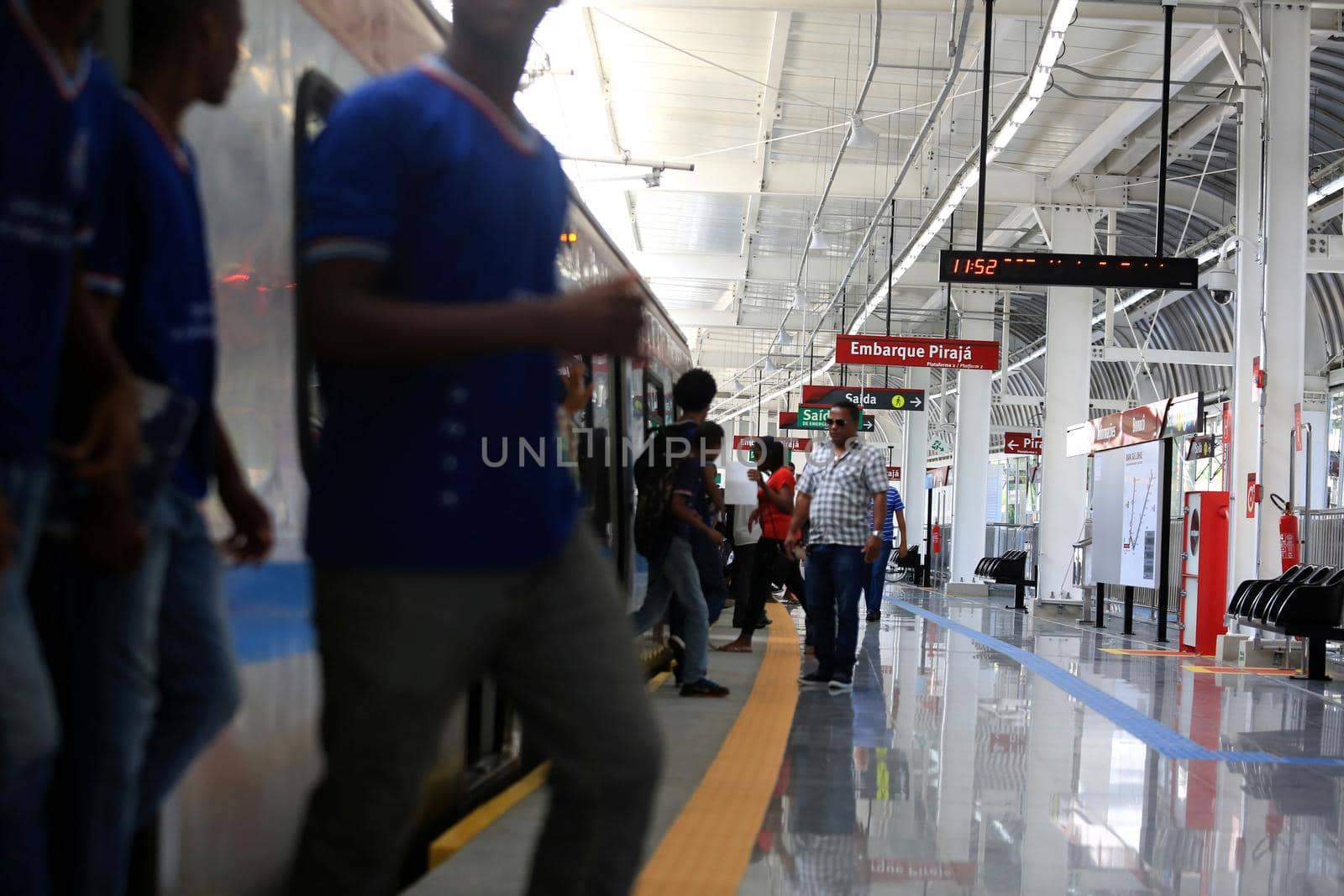 salvador, bahia / brazil - november 13, 2015: Passengers are seen at Salvador Subway Retiro Station. The system is managed by CCR Metro Bahia.