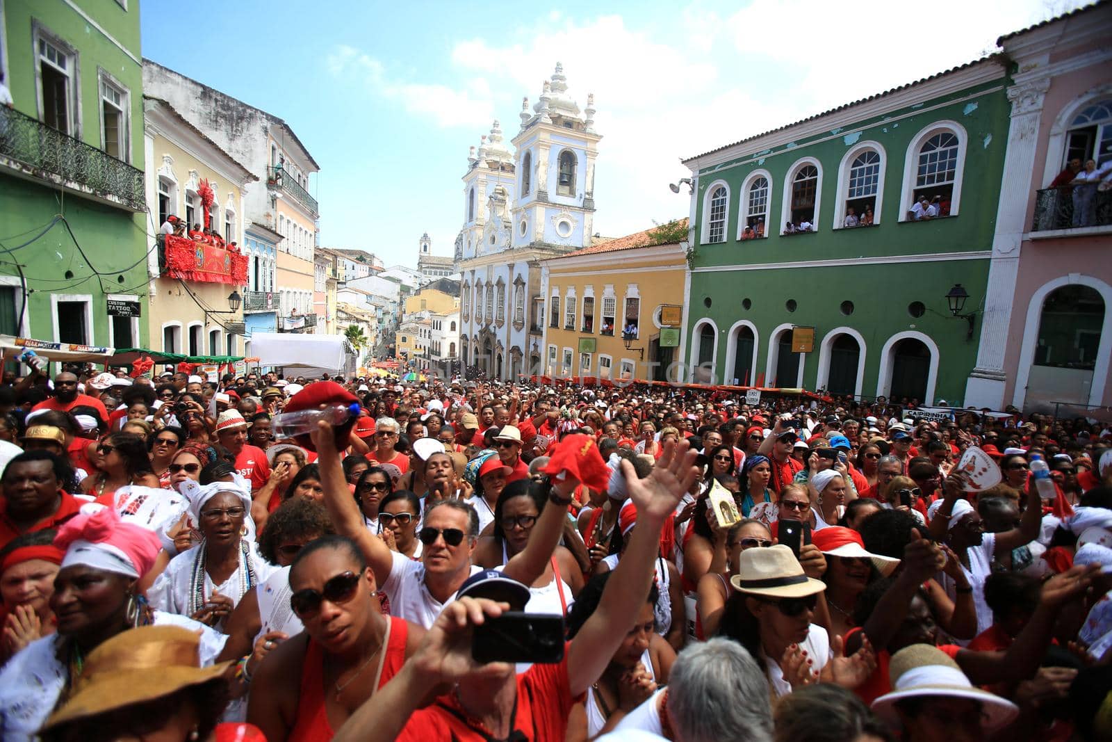 salvador, bahia / brazil - february 4, 2015: Catholics and Candomble supporters revere Santa Barbara - Iansa in syncretism - The party takes place at Largo do Pelourinho in Salvador.
