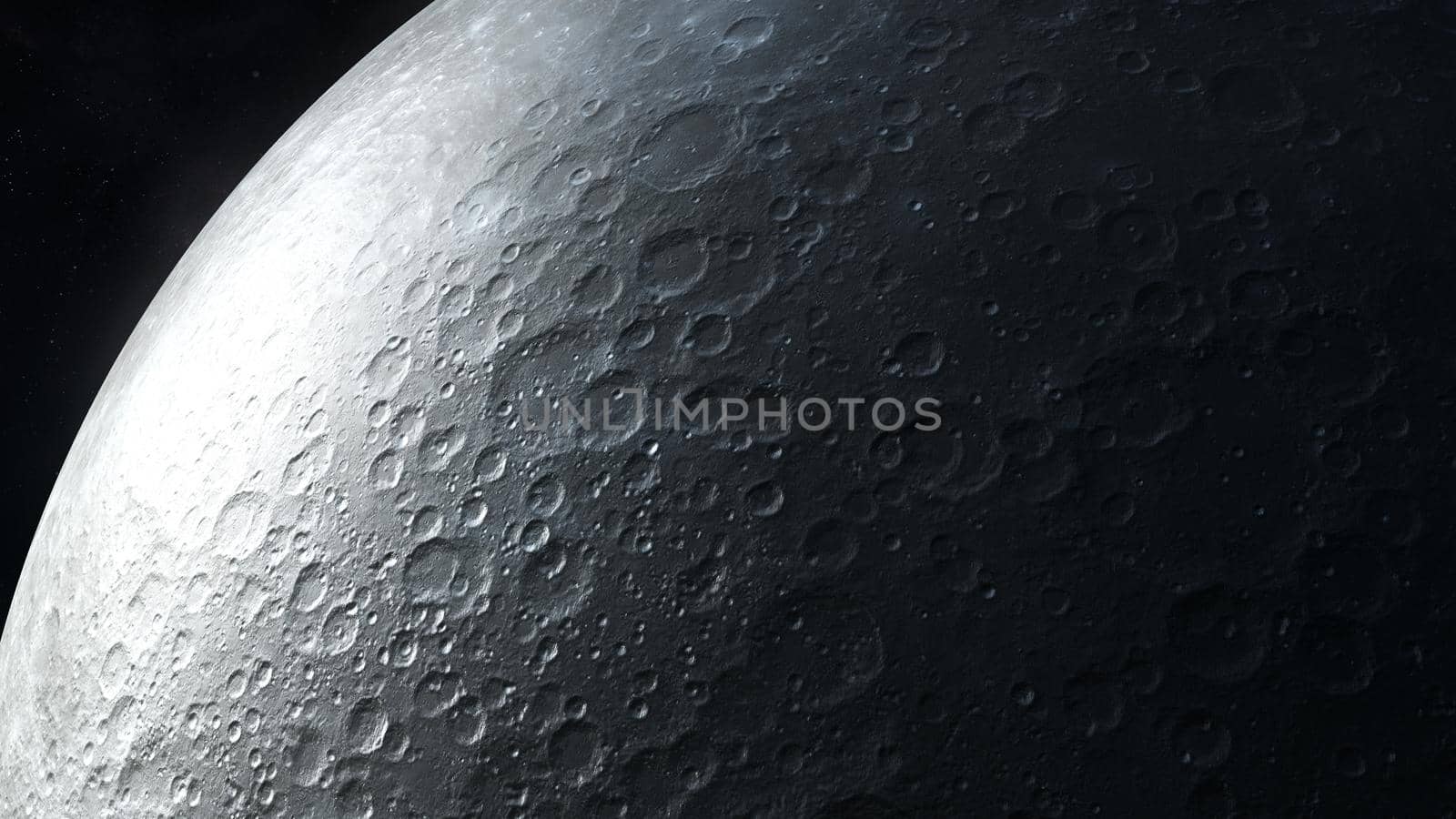 Detailed dark gray image of the moon surface close-up. by ConceptCafe