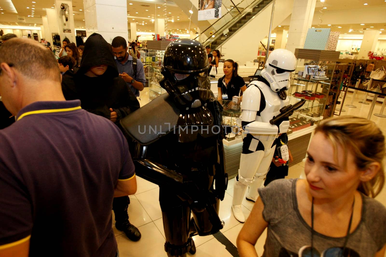 salvador, bahia, brazil - december 15, 2015: Star Wars fans celebrate their characters' fantasies during the release of episode VII - The Force Awakens in Salvador.