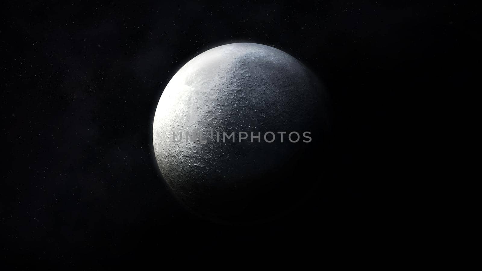 Dark gray image of a half-illuminated moon in space. by ConceptCafe