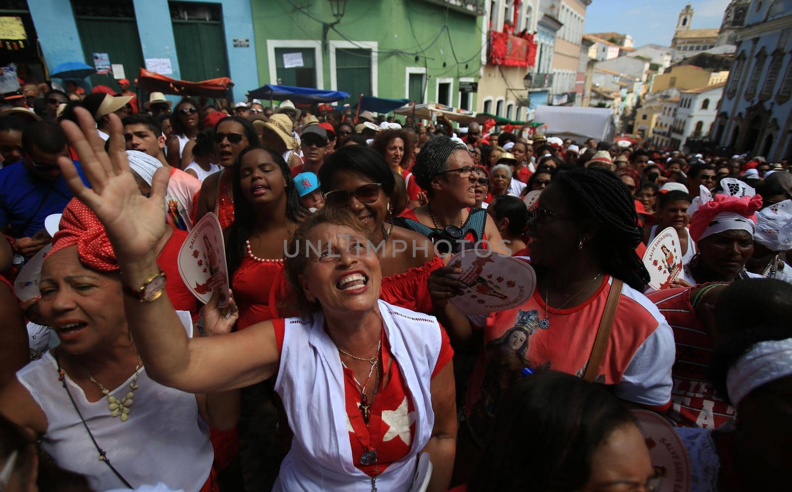 salvador, bahia / brazil - february 4, 2015: Catholics and Candomble supporters revere Santa Barbara - Iansa in syncretism - The party takes place at Largo do Pelourinho in Salvador.
