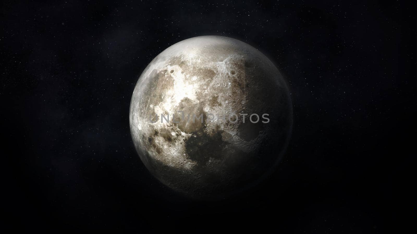View of the realistic moon against the background of outer space.