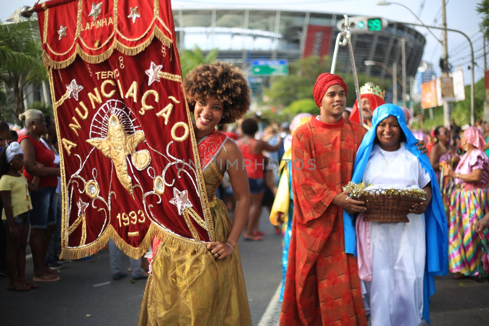 salvador, bahia / brazil - january 24, 2016: Members of the Terno Anunciacao cultural group, seen during an event at the Tororo Dike in Salvador.