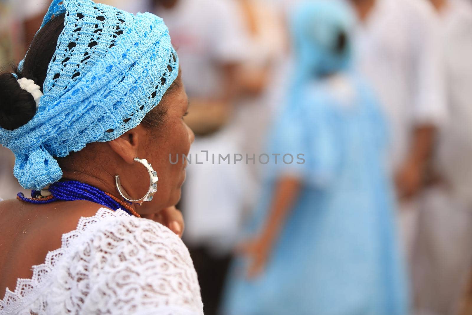 salvador, bahia, brazil - fevereiro 2, 2016: Candomble members and religion lovers participate in a party in honor of Orixa Yemanja on a beach in the city of Salvador.