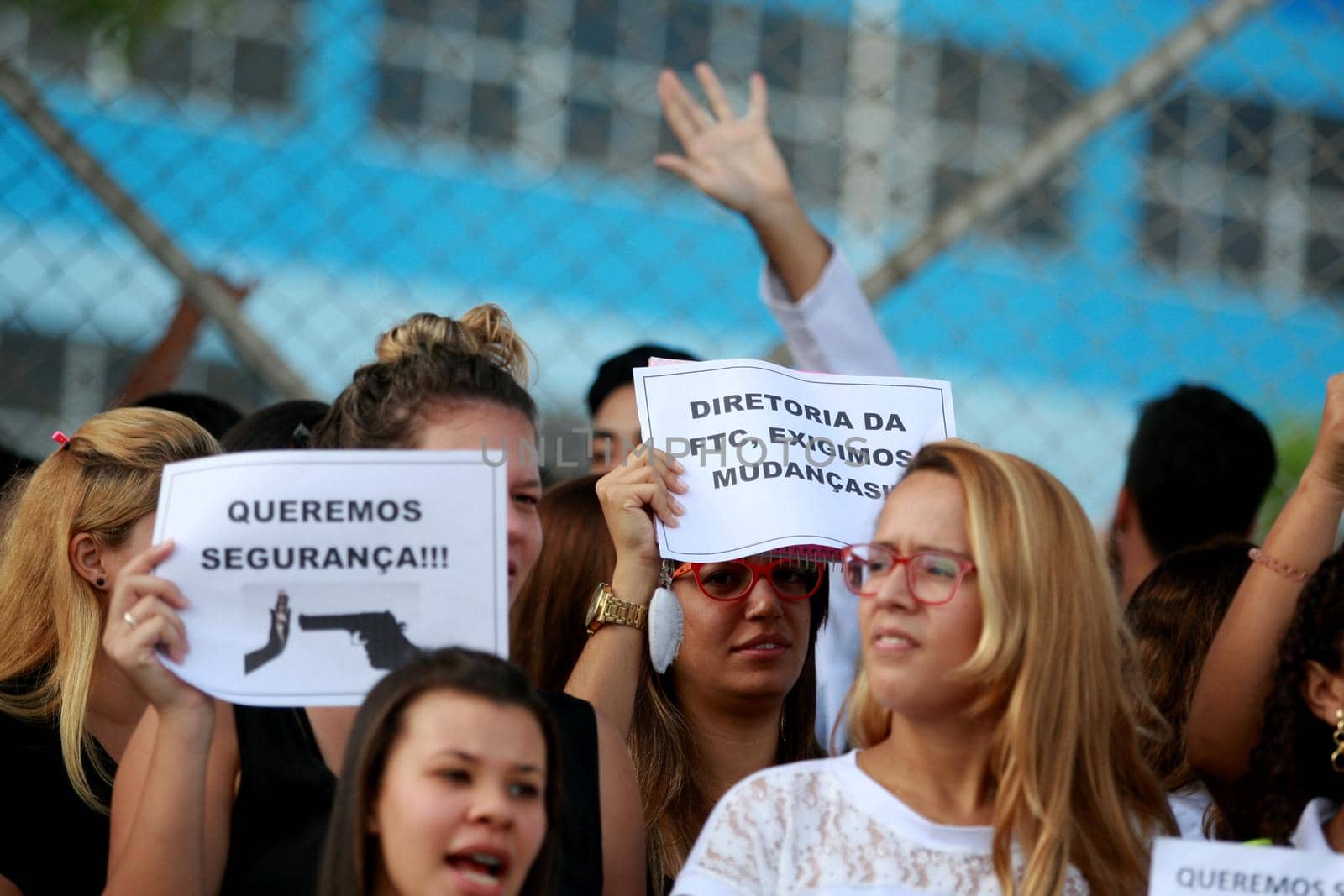 salvador, bahia / brazil - may 20, 2016: Students from the Faculty of Technology and Sciences (FTC) are seen during a demonstration asking for safety at the unit in the city of Salvador.


