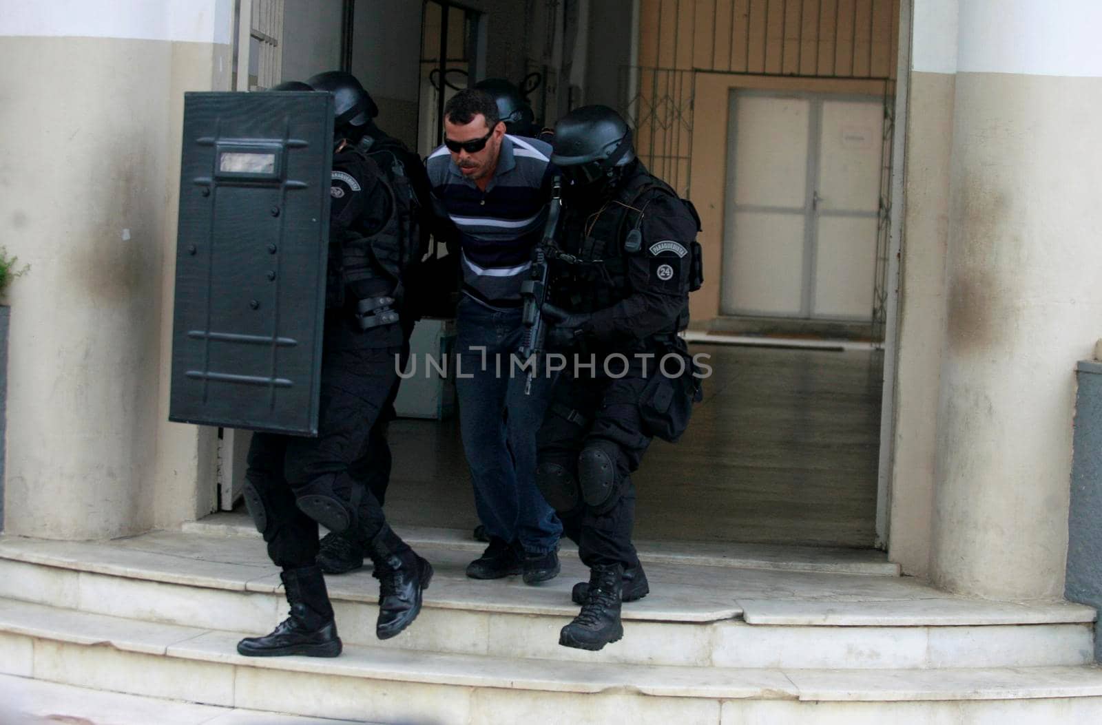 salvador, bahia / brazil - august 2, 2016: Military personnel from the Special Operations Battalion (BOPE) perform simulation of hostage regeneration operations in the city of Salvador.
