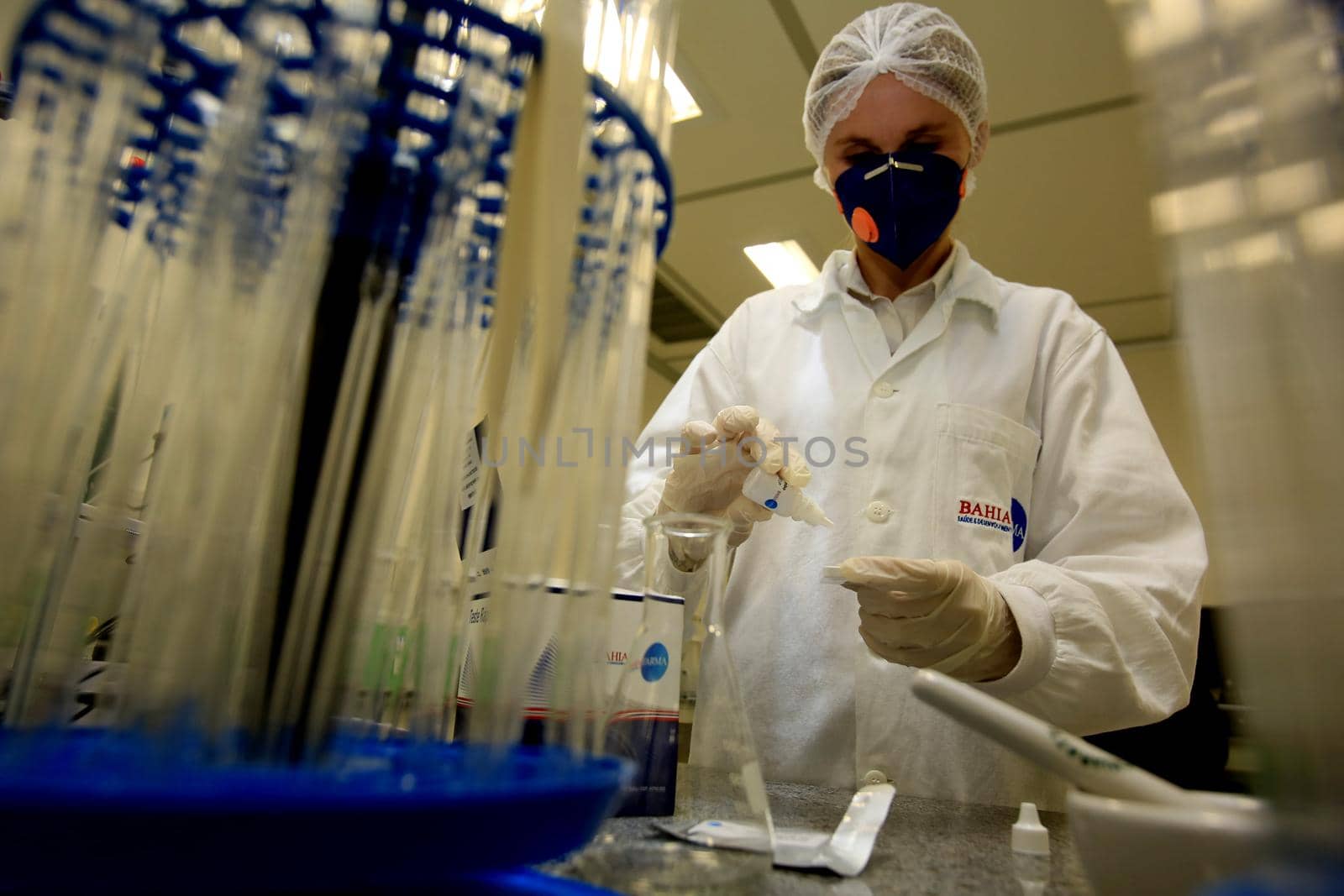 salvador, bahia / brazil - june 2, 2016: Bahiafarma employee presents kit with rapid test for Zika virus detection. The equipment is produced in the city of Salvador.

