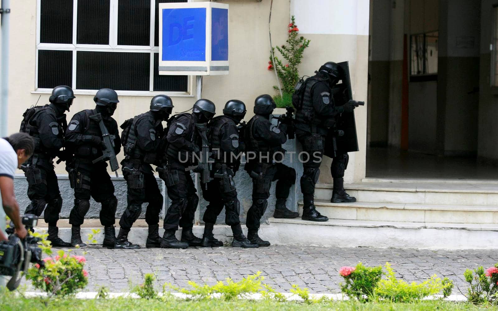 salvador, bahia / brazil - august 2, 2016: Military personnel from the Special Operations Battalion (BOPE) perform simulation of hostage regeneration operations in the city of Salvador.