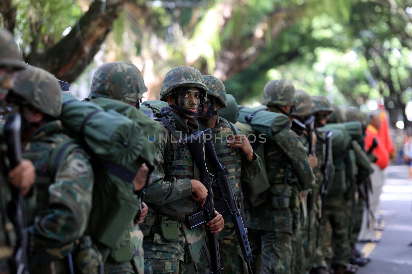 salvador, bahia / brazil - september 7, 2016: Army soldiers are seen during Civic-Military Parade on Brazil Independence Date.
